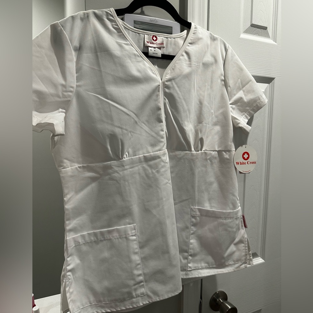 Women’s white scrub top